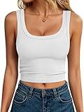 ANRABESS Womens Crop Tank Tops, Soft Breathable Ribbed Slim Fit, Comfy for Basic,Casual,Going Out&Daily Wear Large White