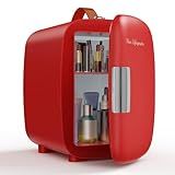 NEWBULIG Mini Fridge for Bedroom, Office & Car, Portable 4L/4.23QT Mini Refrigerator for Skincare with Handle, Ultra-Quiet Energy-Saving Compact Cooler for Drinks, Food, Skincare & Makeup, 12V AC/DC