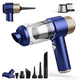 Vizeusvac Car Vacuum Cleaner, 16000PA Mini Car Vacuum Cordless Powerful, 7 in 1 Handheld Vacuum Cordless with LED Light, Dual Filters, One-Touch Empty for Home, Office, Pet