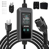 BETUMODA Level 1 EV Charger - 2.8 Inch LED Touch Screen, 25FT, 110V/240V, 16 Amp, and NEMA 6-20 & NEMA 5-15 Plug Adapter - Portable Electric Car Charger for J1772 EVs and Plug-in Hybrid Vehicles