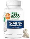 FeelGood Superfoods Beta-Alanine Capsules -Amino Acid - 3200mg Equivalent Dose - Prevent Muscle Loss -Increase Endurance - High Absorption- 30 Servings