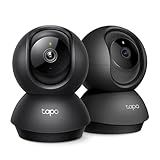 Tapo TP-Link 2K Pan/Tilt Indoor Security Camera for Baby Monitor, Pet Camera, Motion Detection & Tracking, 2-Way Audio, Cloud & SD Card Storage, Works w/Alexa & Google Home, Black, C211(2-Pack)