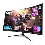 ChzsyhC 24 Inch Curved 180Hz Gaming Monitor, 1800R Curved Gaming Monitor, 1ms MPRT, FHD(1920×1080P), Freesync, HDMI2.0,DP1.4, VESA Mountable(HDMI Cable Incl.)