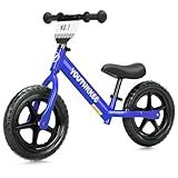 Youthkkee 12 Inch Toddler Balance Bike for 2-5 Year Olds, No-Pedal Bike with Tool-Free Adjustable Seat, Quick Assembly, Gift for 2-3 Year Old Boys & Girls with Customizable Plate