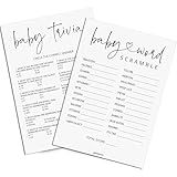 GardenCity Baby Shower Games - Baby Trivia and Word Scramble Game, 50 Double-Sided Cards (Minimalist)