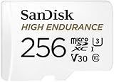 SANDISK 256GB High Endurance Video microSDXC Card with Adapter for dash cam and home monitoring systems - C10, U3, V30, 4K UHD, Micro SD Card - SDSQQNR-256G-GN6IA
