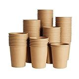 SIUQ 400 Pack 8 oz Kraft Paper Cups, Unbleached Disposable Paper Coffee Cups, Thickened Hot/Cold Beverage Drinking Cup for Party, Home, Cafes, Bistros, Businesses (Brown)