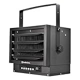 Comfort Zone Hard-Wired Ceiling Mount Garage Space Heater with Remote, 7,500 Watt, 240 Volt, Fan-Forced, Overheat Protection, Digital Thermostat, 12-Hour Timer, Ideal for Garage & Workshop, CZ230ERBK