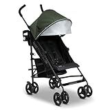 Jeep PowerGlyde Stroller by Delta Children Lightweight Travel Stroller with Smoothest Ride & Compact Fold, 3-Position Recline, Extra Large Storage Basket, Olive Green