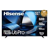 Hisense 55" U6 Pro Series Mini‑LED ULED 4K UHD HDR Gaming AI Smart Fire TV (55U6SF Pro, 2026 New) – Hi-QLED, Native 144Hz, Motion Rate 480, Dolby Vision IQ,· Atmos, HDR10+, Glare-Free, Alexa+