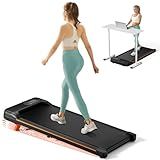 Abonow Walking Pad, Under Desk Treadmill with Incline for Home Office 2.5HP Portable Walking Treadmill with 265 Lbs Weight Capacity Walking Machine, Remote Control, LED Display - Black Orange