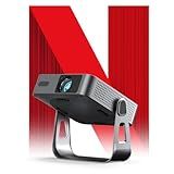 【Netflix-Licensed Projector & Native 1080P】Thinnest 1.81" Smart Mini Projector with WiFi and Bluetooth, Auto Focus & Keystone Portable Outdoor Projector, VOPLLS 4K Support Home Movie Projector(black)