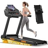 16% Incline Treadmill with Handle, 4-in-1 Foldable Treadmill with Triple-Screen Console, 3.0HP Quiet Brushless Treadmills for Home and Office Use, 400 LBS Capacity