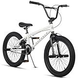 cubsala Freestyle BMX Bike, 20 Inch Kids Bicycle for 7-13 Years Old Kids and Beginner Level Rider, White
