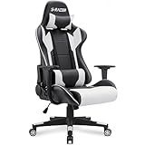 Homall Gaming Chair, Office Chair High Back Computer Chair Leather Desk Chair Racing Executive Ergonomic Adjustable Swivel Task Chair with Headrest and Lumbar Support (White)