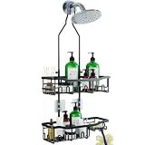 Joqixon Upgraded Extended Length Shower Organizer with Hooks, Rustproof Shampoo Soap Holder, Large Hanging Bathroom Caddy