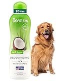 TropiClean Deodorizing Dog Shampoo for Smelly Dogs, Powerful Odor Control, Puppy Safe, Made in the USA, Aloe & Coconut Scent, Cat Friendly, 20oz.