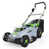 Cordless Lawn Mower, 17 in Walk Behind Lawn Mower for Yard & Garden