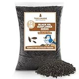 TRAILMARK NATURALS - 12 Pound Black Oil Sunflower Seeds for Birds – Premium Wildlife Food – Non - GMO -Grown in The USA - Black Oil Sunflower Seeds for Wild Animals and Backyard Feeders