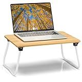 Ruxury Foldable Lap Desk Laptop Stand Bed Desk Table Tray, Breakfast Serving Tray, Portable & Lightweight Mini Table, Lap Tablet Desk for Sofa Couch Floor - Wood