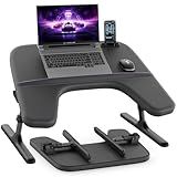 SAIJI Laptop Lap Desk for Bed & Couch, Adjustable Height & Angle Bed Desk with Soft Armrest for Adults, Ergo Curve Folding Bed Table for Working, Reading and Gaming, Laptop Desk for Bed (Black)