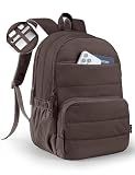 Uselike Travel Backpack for Women, 15.6 Inch Laptop Backpack, Quilted College Bookbag, Cute Work Backpacks, Water Resistant (Dark Brown)