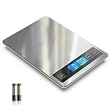 Nicewell Food Scale, 22lb Digital Kitchen Scale Weight Grams and oz for Cooking Baking, 1g/0.1oz Precise Graduation, Stainless Steel and Tempered Glass (Ash Silver)