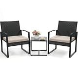 Murago 3-Piece Wicker Patio Bistro Set, Patio Conversation Set