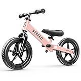 SEREED Toddler Balance Bike 2 Year Old, No Pedal Kids Toy Bike for 2-5 Years Old, Tool-Free Adjustment, Gift for 2-3 Girls, Customize Plate with 3pcs Stickers (Pink)