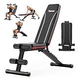 PASYOU Adjustable Weight Bench, Foldable Incline Decline Flat Bench with 660 lb Capacity, 95% Pre-Assembled, Compact Bench Press Full Body Strength Training Bench for Home Gym, Wider Seat, Grey