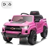 Winado 12V Licensed Chevrolet Colorado Electric Ride on Car for Kids, Pink