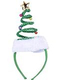 ADJOY Springy Christmas Tree Headband with Bells Star Headwear - One Size Fits Most