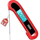 0.3 Sec Instant Read Meat Thermometer Digital for Cooking, ±0.5℉ Precision, Food Thermometer for Grilling, Air Fryer, Smoker, Candy, BBQ Essentials, Fathers Day Gift for Dad Him Men Birthday, Red
