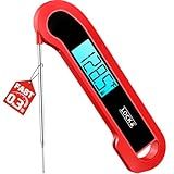 0.3 Sec Instant Read Meat Thermometer Digital for Cooking, ±0.5℉ Precision, Food Thermometer for Grilling, Air Fryer, Smoker, Candy, BBQ Essentials Accessories, Gifts for Him Men Dad Birthday, Red