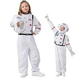 LANGXUN Kids Astronaut Halloween Costume Set, Boys Girls Space Suit Dress Up, Toddler Pilot Jumpsuit for Themed Party