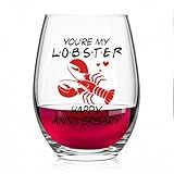 Pishovi You're My Lobster Wine Glass, Romantic Wedding Engagement Anniversary Valentine's Day Gifts for Boyfriend Girlfriend Wife Husband Newlywed, Birthday Christmas Gifts for Friend BFF Sister Women