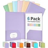 Sooez 6Pack Folders with Pockets, Pastels Colors, Heavy Duty Pocket Folder, Plastic Folders with Pockets, 2-Pocket Folder Bulk, Aesthetic File Folder, Back to School Office Filing Supplies