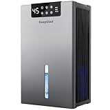 KeepGlad Dehumidifier, 98OZ Dehumidifiers for Home(1000sq.ft), Humidity Display Dehumidifier for Basement Bathroom Bedroom, Auto Shut Off, Washable Filter, Drain Hose, Timer, 7 Ambient Lights, Gray