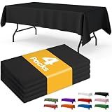 Niuara Black Plastic Table Cloth Disposable, 4 Pack, 54 x 108 in