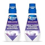 Crest 3D White Mouthwash, Teeth Whitening for Adults, 1L, 2 Pack, Alcohol Free Mouth Rinse, Breath Freshener, Antibacterial, Antiseptic, Bad Breath Treatment, Peroxide Free, Clean Mint