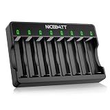 Smart 8 Bay AA AAA Battery Charger, Over-Discharge Damage Repair, USB Type-C Fast Charging for Ni-MH Ni-CD Rechargeable Batteries