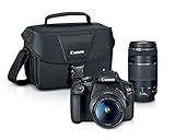 Canon EOS Rebel T7 DSLR Camera Double Zoom Lens Kit with EF-S 18-55mm and EF 75-300mm Lenses, 24.1 Megapixel CMOS (APS-C) Sensor, Full HD Videos, Wi-Fi, Beginner Photographers, Digital Camera, Black