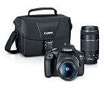 Canon EOS Rebel T7 DSLR Camera Double Zoom Lens Kit with EF-S 18-55mm and EF 75-300mm Lenses, 24.1 Megapixel CMOS (APS-C) Sensor, Full HD Videos, Wi-Fi, Beginner Photographers, Digital Camera, Black