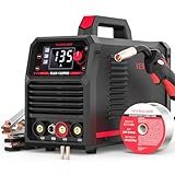 YESWELDER 135A MIG Welder, 110V Flux Core MIG/Lift TIG/Stick 3-in-1 Large LED Digital Display Welding Machine IGBT Inverter Welder