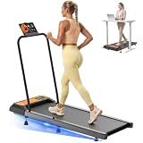 Under Desk Treadmill with Incline, Portable Walking Pad with Handlebar