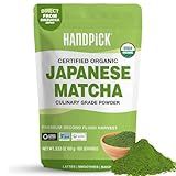 HANDPICK Japanese Organic Matcha Green Tea Powder (100 Servings) - Sourced from Japan | Authentic Premium Harvest | Resealable Ziplock Pouch