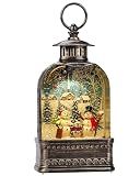 11 Inch Snow Globe Christmas Decorations Snowman, Light Up Christmas Snow Globes Lantern Musical 6H Timer Glitter Village Snowman Snow Globe Christmas Decor