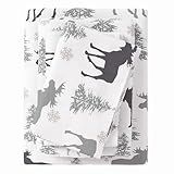 Great Bay Home Flannel Sheet Set Queen Size - 100% Turkish Cotton, Double-Brushed, Printed Bed Sheets - Ultra-Soft, Cozy, 4-Piece Bedding Set (Moose)
