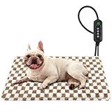 MIXJOY Heated Dog Bed, 11 Adjustable Temperature Dog Heating Pad Indoor with Timer, Pet Heated Mat for Dogs Cats, Electric Cat Heating Pad with Washable Cover, Heated Pet bed-28''x20'', Medium