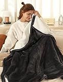 Electric Throw Blanket Heated Blanket Throw with 5 Heating Levels & 4 Hours Auto Off, 50"x60" Heated Throw Blanket with ETL & FCC Certification for Home Office, Machine Washable, Dark Gray